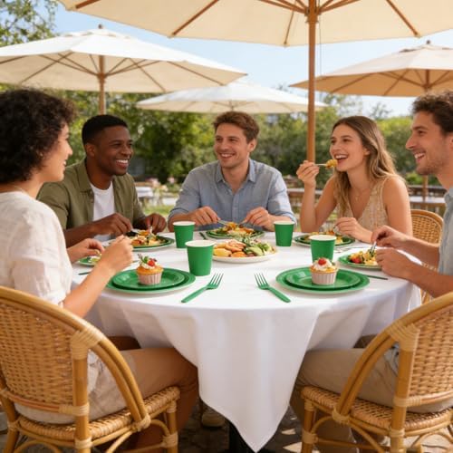 Green Plates and Napkins Party Supplies, Disposable 9’’ Dark Green Paper Plates, 7’’ Dessert Plates Cups Napkins Party Decorations for Christmas, Birthday, Baby Shower, St Patricks, Serves 25 - Image 4