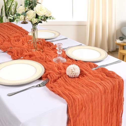 6 Pack 10Ft Orange Cheesecloth Table Runner 23 x 120 Inch - Image 2