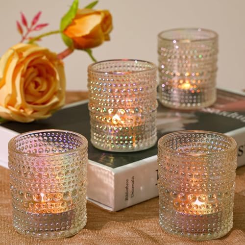 SUPMIND 24pcs Iridescent Glass Votive Candle Holders Bulk for Wedding - Image 3