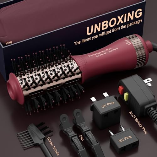 Christmas Gift for Womans-Dual Voltage Hair Dryer Brush,Travel Hair Dryer,Dual Voltage Blow Hair Dryer Brush,European Blow Hair Dryer,110~240V Mini Portable Size for International Travel - Image 6