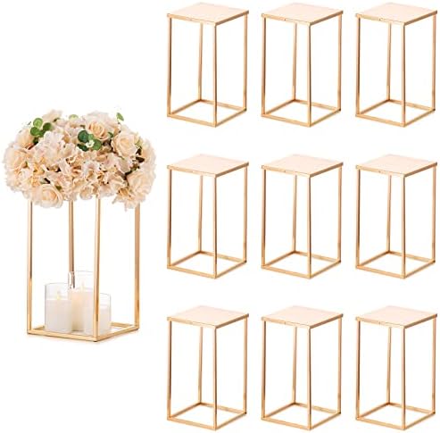 Sziqiqi Gold Geometric Column Flower Stand Wedding Centerpieces, 10Pcs by SZIQIQI