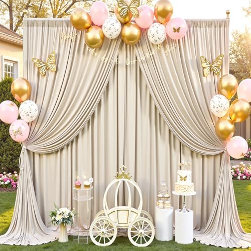 10x12 ft Beige Backdrop Curtains for Weddings Parties, Birthdays and Photos - Image 5
