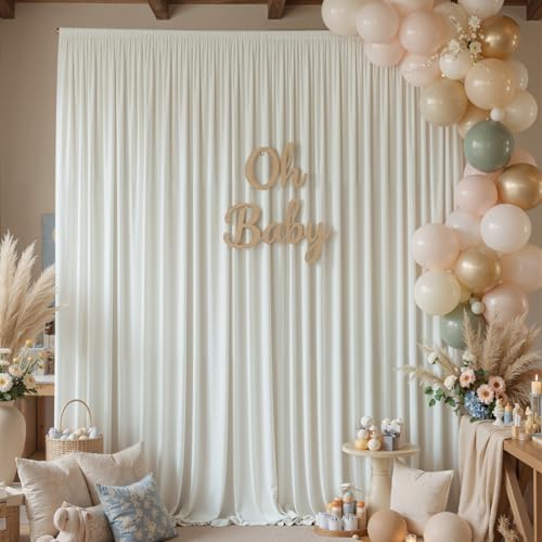 50ftx10ft Wrinkle Free Ivory Backdrop Curtains for Parties, 10 Panels 5x10ft Silky Polyester Photo Backdrop Drapes Back Drop Cloth Drapery for Wedding Birthday Photography Background - Image 7