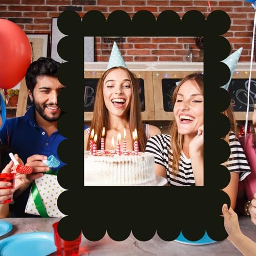 Beeveer 32 x 24 in Large Photo Booth Selfie Frame Props, Black Scalloped - Image 4