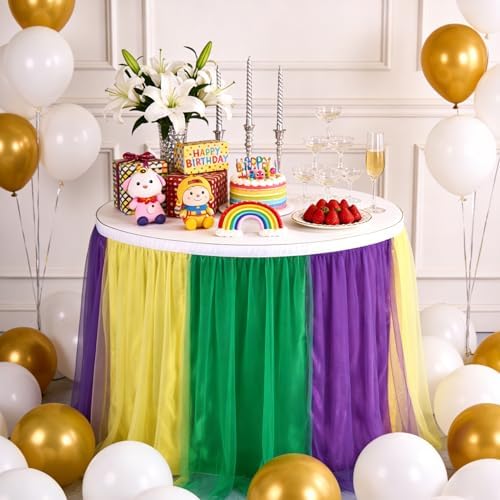 THARAHT Tulle Table Skirt 6FT 180CM Long for Rectangle Tables Round Tables Ruffle Desk Skirt for Princess Girls Birthday Party Cake Dessert Decorations Table Skirt - Image 5