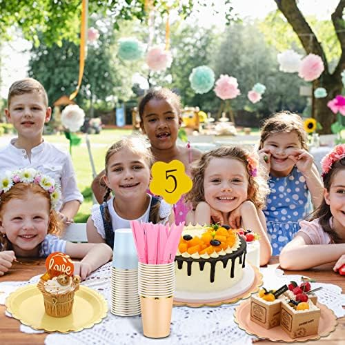 Yaomiao 168 Pcs Pastel Party Supplies Pastel Disposable Dinnerware Set - Image 6