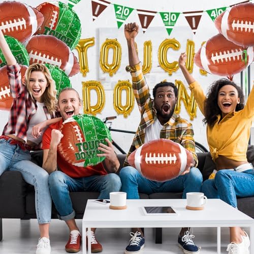 Football Party Supplies Kit - Touchdown Letter Balloon, Goal Post & Football Shaped Foil Balloons, Round 'Touchdown!' Foil Balloons, and Banner for Birthday, Game day, Tailgate Party Decorations - Image 6