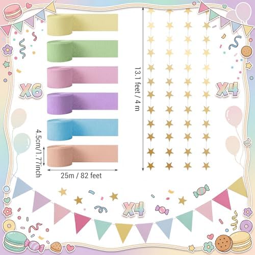 Frienda 14 Pcs Pastel Party Decorations Set for Fancy Birthday Party - Image 3