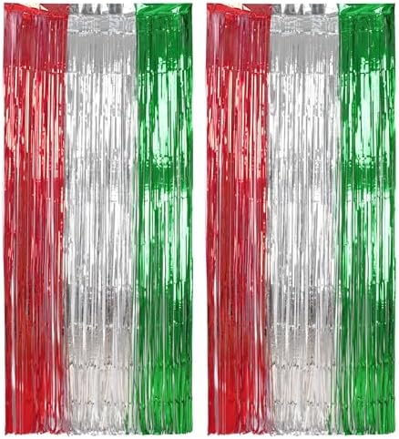 BRAVESHINE Party Fringe Backdrop Red Silver Green Christmas Decorations by BRAVESHINE