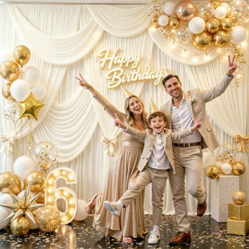 10 Panels Champagne Backdrop Curtain for Parties Wedding Baby Shower Wrinkle Free Photo Curtains Backdrop Drapes Fabric Decoration for Bridal Shower 50ft(W) x 10ft(H) - Image 2