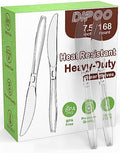 Dipoo 7.5" Clear Plastic Knives Heavy Duty, 168 Count by Dipoo