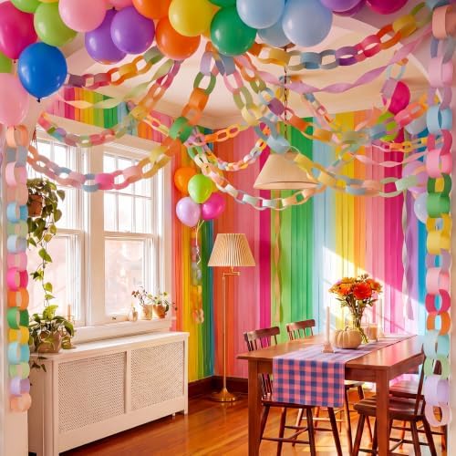 Taobary Rainbow Party Decorations 600 Sheet Paper Chain for Birthday - Image 2