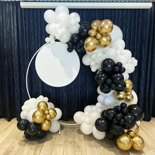 Hiquaty Black and Gold Balloons,50pcs 12 Inch Black White Gold Balloons - Image 6