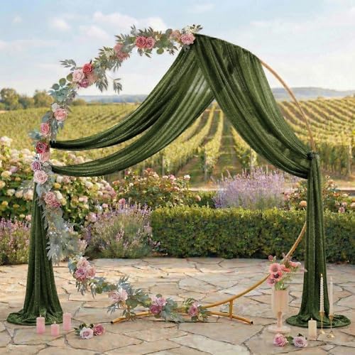 Pack of 1 Wedding Arch Drape Panel Fabric 30" x 75ft - Olive Green - Image 3