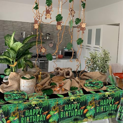 Reptile Birthday Party Supplies for 20 Guests, Disposable Tableware Set Includes Plates, Napkins, Forks, Tablecloth, Jungle Swamp Wilderness Snake Lizard Alligator Turtle Birthday Decorations for Kids - Image 6