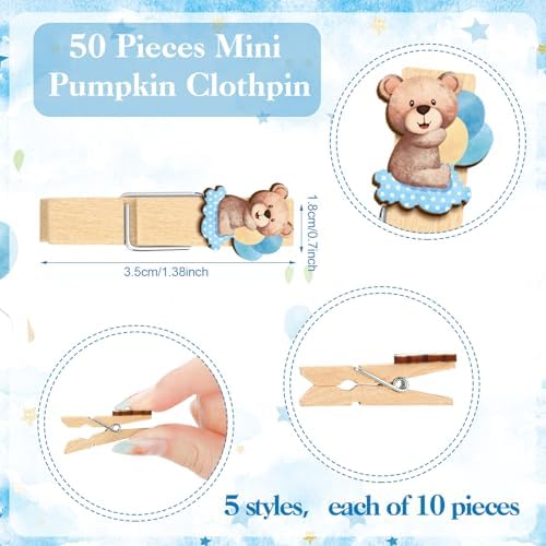 Patelai 321 Pcs Baby Shower Games Supplies, Blue Bear - Image 3