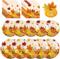 150 Pcs Thanksgiving Plates and Napkins Sets - Fall Pumpkin Maple Leaf Themed Dinnerware, Disposable Thanksgiving Paper Plates and Napkins Set for Give Thanks Party Decorations Supplies, Serve 50 by Litmitfu