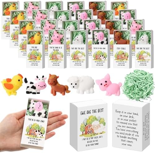 50 Sets Positive Gifts Farm Animal Birthday Party Favors with Support Boxes by Wettarn