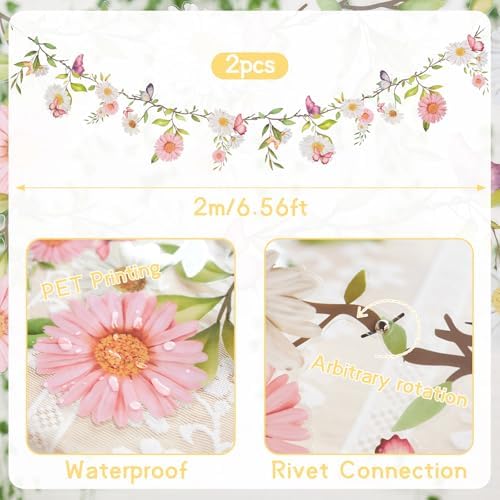 SUNBEAUTY 13FT Wildflower Garland Butterfly Daisy Banner Flower Garlands - Image 2
