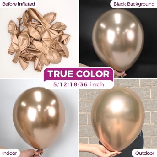 Bezente Metallic Champagne Gold Latex Party Balloons 100 Pack 12 inch - Image 2