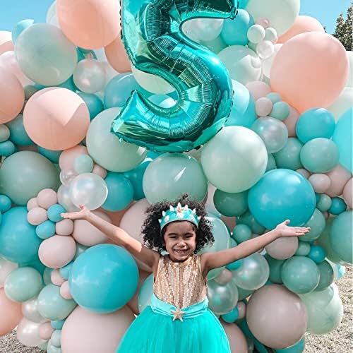 Voircoloria 130pcs Teal Balloons Garland Arch Kit, 18 12 10 5 Inch - Image 4