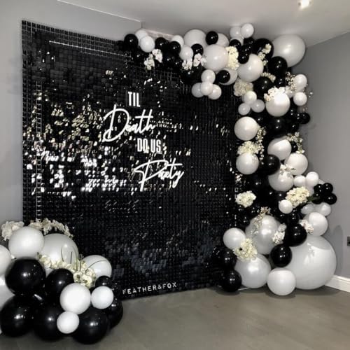 Black and White Balloon Arch Kit, ADOINBY 140Pcs Black and White Durable Latex Balloons 18 12 10 5 Inch Different Size Balloons for Birthday Anniversary Wedding Engagement Graduation Party Decorations - Image 7