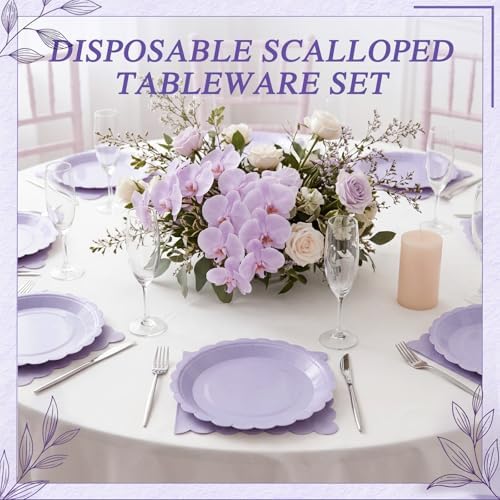 120 Pcs Purple Plates and Napkins 7in Disposable Paper Tableware - Image 6