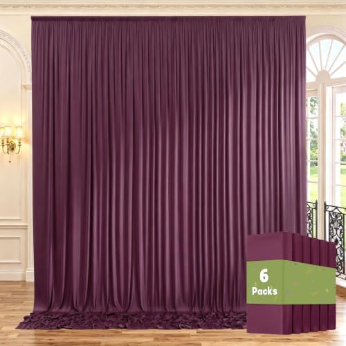 30ft x 10ft Maroon Backdrop Curtains for Parties, Polyester Burgundy Backdrop Drapes 6 Panels 5x10ft for Baby Shower Photography Birthday Parties Background by ENJOYYOURPARTY
