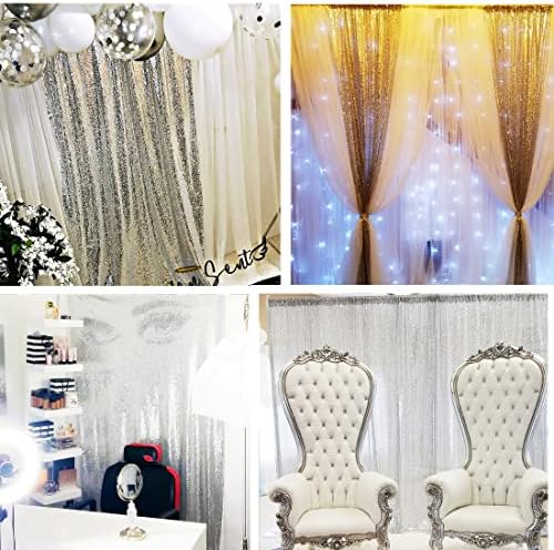 Poise3EHome 5FT x 7FT Silver Sequin Photography Backdrop Curtain for Party Decoration, Silver - Image 4