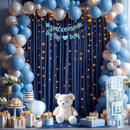 20x10FT Navy Blue Backdrop Curtains with Lights for Parties,Wrinkle Free Wedding Photo Backdrop Curtains for Baby Shower Birthday Ceremony Reception Home Party Decorations-5ft x 10ft,4 Panels - Image 7