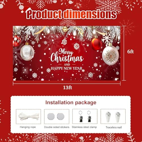 HOMETITUTE Christmas Red Silver Garage Door Cover 13x6ft - Image 7