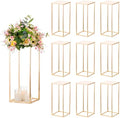 Sziqiqi Gold Centerpieces Geometric Column Flower Stand with Plate, 10Pcs by SZIQIQI