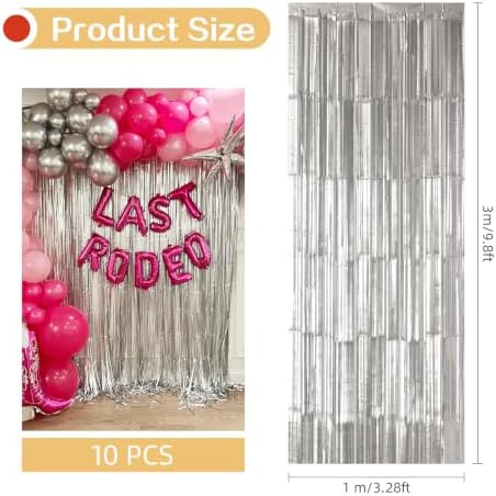 10 Pack Silver Foil Curtain Backdrop 3.2ft x 9.8ft Metallic Tinsel Foil Fringe Curtains Streamer Backdrop for Birthday Party Halloween Christmas New Year Party Supply (Matte Silver) - Image 3