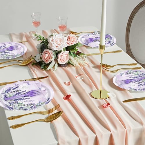 40Pcs Lavender Paper Plates & Napkins-Floral Cake Dessert Tableware - Image 6