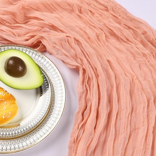 6 Pack 10Ft Peach Cheesecloth Table Runner 23 x 120 Inch - Image 5
