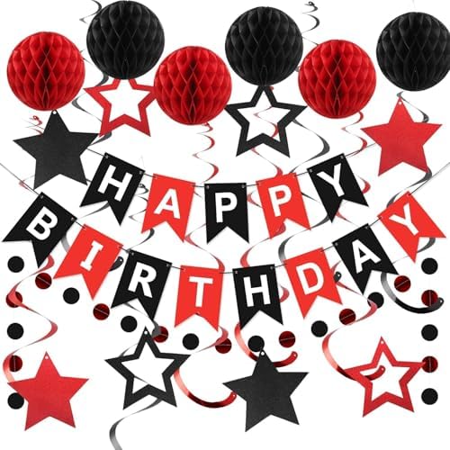 meowtastic Birthday Decorations Happy Birthday Banner with Honeycomb Balls by meowtastic%C2%AE%E2%80%94Idealforyourparty