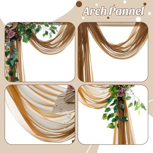 Pack of 1 Wedding Arch Drape Panel Fabric 30" x 75ft - Mocha - Image 5