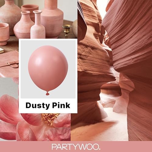 PartyWoo Dusty Pink Balloons 140pcs Dusty Rose Boho Netural Pink Color - Image 2