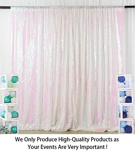 ShinyBeauty 7FTX7FT Iridescent White Sequin Backdrop | Glitter Wedding Photo Booth Background | Sparkly Shimmer Baby Shower Decor | No Dropping Sequins | Dense Backdrops Design - Image 2