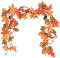 DearHouse 6ft Pumpkin Fall Maple Leaves Garland - Artificial Autumn Foliage Hanging Vine for Thanksgiving, Home, Wedding, Fireplace, Party, Christmas Decor (Orange & Brown) by DearHouse