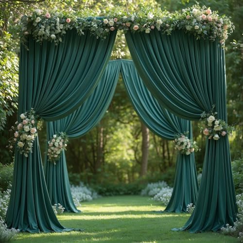 40x10FT Hunter Green Backdrop Curtains for Wedding Parties,Wrinkle Free Polyester Photography Backdrop Drapes for Baby Shower Birthday Parties Stage Background Stand Decorations 4x10ft,10 Panels - Image 6