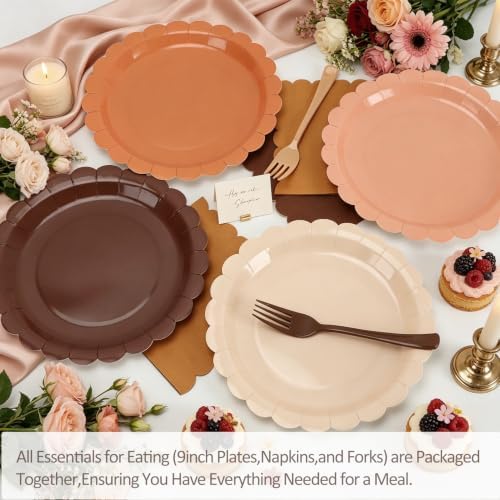 Orange Plates Napkins and Forks Party Supplies for Fall Harves Serves 24 - Image 4