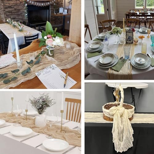 6 Pack Ivory Cheesecloth Table Runner 20 x 120 inch Gauze Table Runners 10 FT Long,Semi Sheer Cheese Cloth Fabric Table Runner Bulk for Wedding,Party,Baby Shower,Bridal Shower Decoration - Image 5