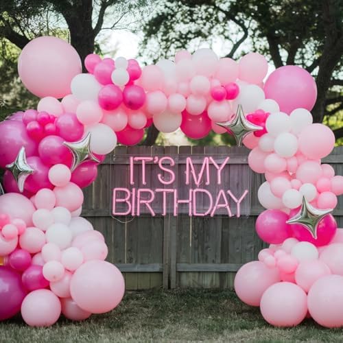 Pink Balloons, 50 Pcs Rose Pink White for Girls Birthday Baby Shower Party - Image 6