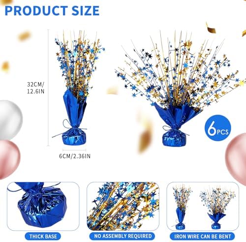 6 Pack Star Table Centerpieces for Party, Birthday Table Decorations for Kids Adults, Party Centerpieces for Tables for Wedding Baby Shower Graduation Holiday Event (Blue Glod) - Image 7