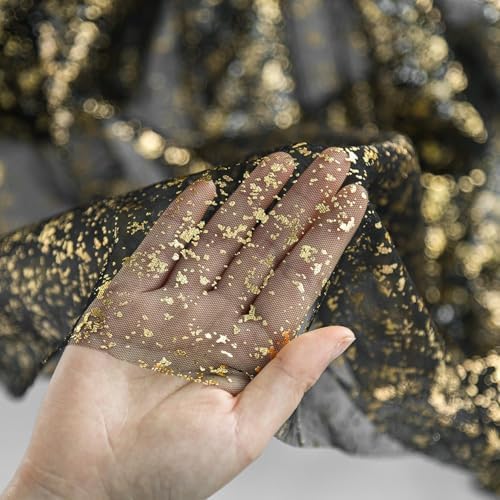 Artoid Mode 3Pcs Black Gold Gauze Table Runner 120 Inch 10FT, Glitter Metallic Foil Sheer Dining Wedding Anniversary Holiday Birthday Table Decor for Home Party - Image 6