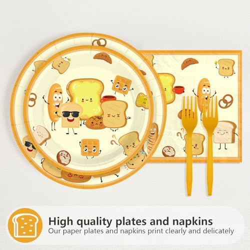 Grencian 96Pcs Toast Bread Birthday Food Theme Party Decoration, Serve 24 - Image 2