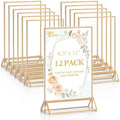 EHWINE 12 Pack Acrylic Sign Holder 8.5 x 11, Double Sided Gold Picture Frame Stand up Table Top Sign Holders, Clear Display Stand Menu Flyer Holder for Wedding Party (Provide Non-slip Mats) by EHWINE