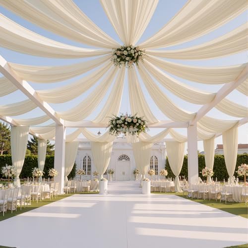 20ftx40ft Beige Ceiling Curtain for Wedding Parties by PartyVillage