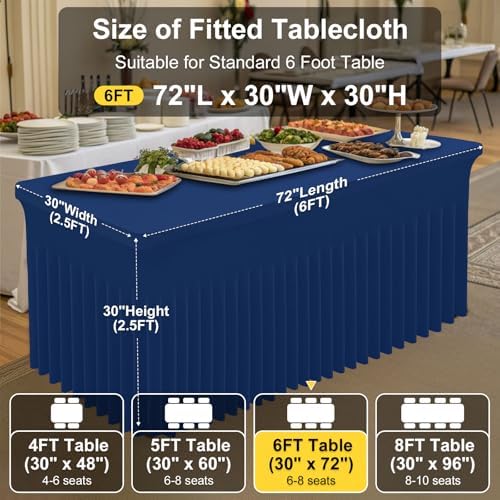 Smiry 2 Pack Spandex Elastic Fitted Table Cloth Skirt for 6FT Table - Image 4